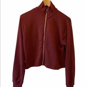 NASTY GAL Cropped Jersey Knit Zip Up Cardigan M